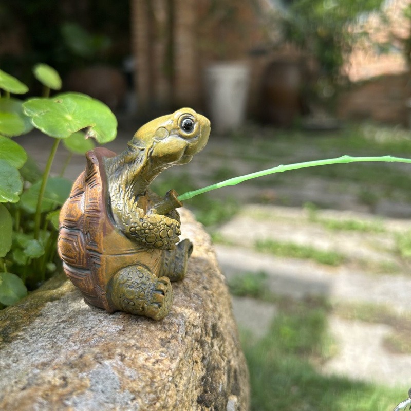 Aquarium Decoration Rock - Turtle fishing fish tank aquarium decoration
