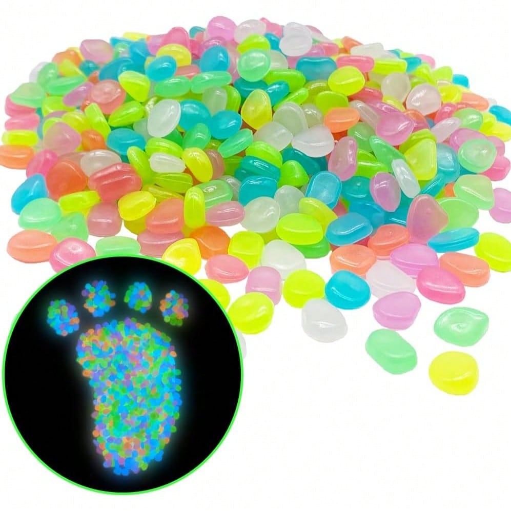 Aquarium Decoration Rock - 500 PCS Multi-Color Glow Pebbles,Glow Stones,Glowing