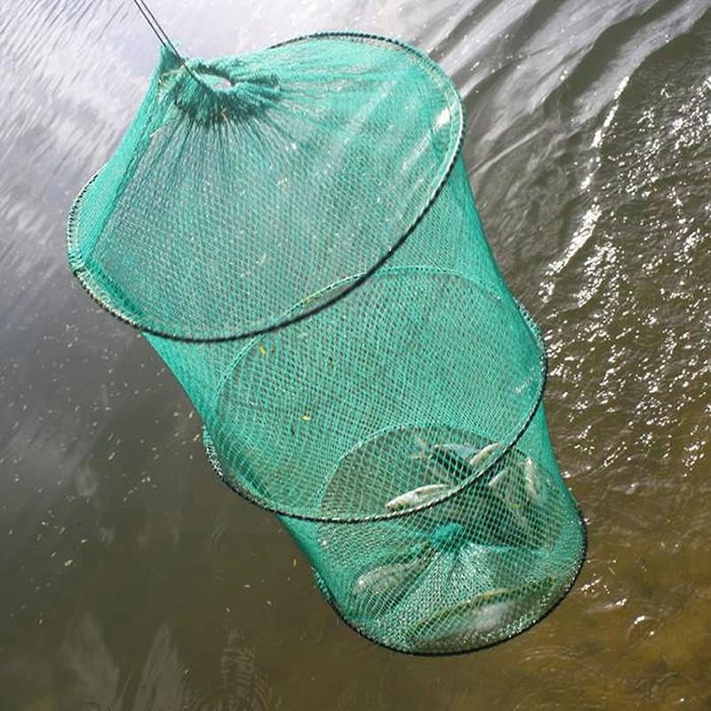 Aquarium Fish Trap - Folding Round Nylon Mesh Metal Frame