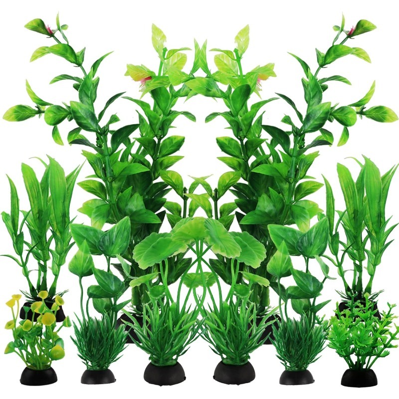 Aquarium Fish Home - 10/20Pcs Artificial Aquarium Plants Ornaments Green