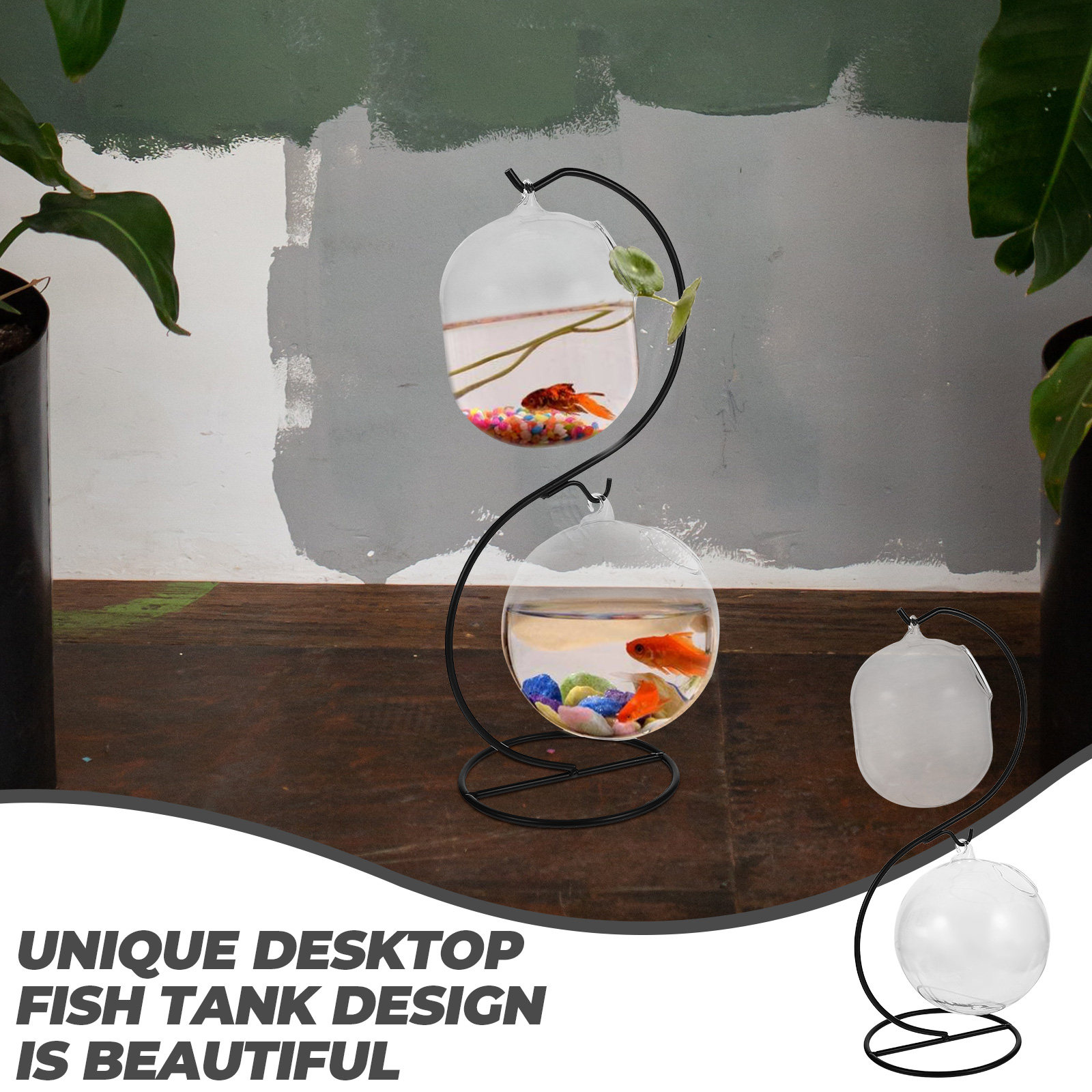 Aquarium Fish Home - 1Set Creative Desktop Fish Tank Glass