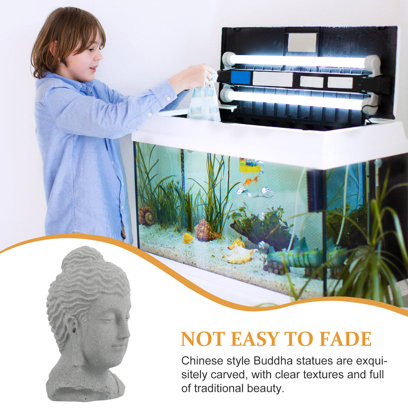 Meditating Buddha Head Statue  - огляд і ціна Aquarium Fish Home